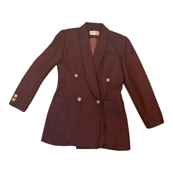 Lucien Barriere Women’s Vintage Burgundy Hounds  Wool Blazer Jacket Size 36 - Picture 11 of 16